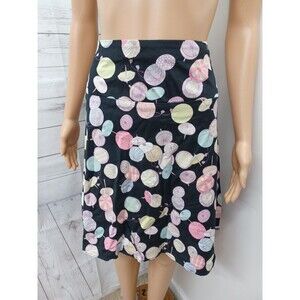 Vtg Beach Theme Skirt 1990s Umbrellas Print Black Pink Sz 8